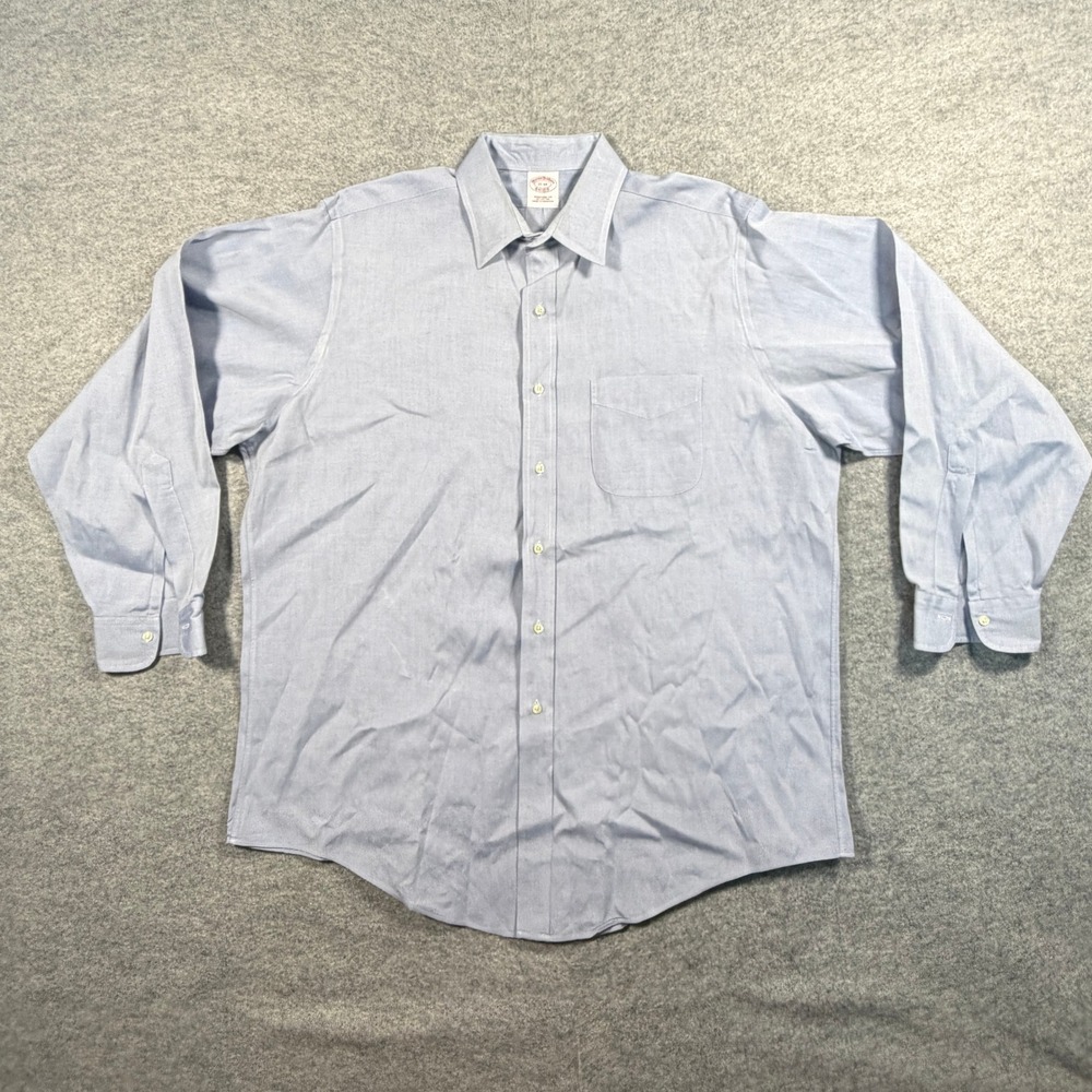 Brooks Brothers Mens Traditional Fit Oxford Button Down Shirt 17-34 Blue Cotton